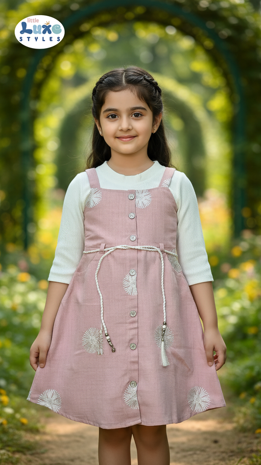 Adorable Pink Floral Button-Down Frock for Girls | Little Luxe Styles