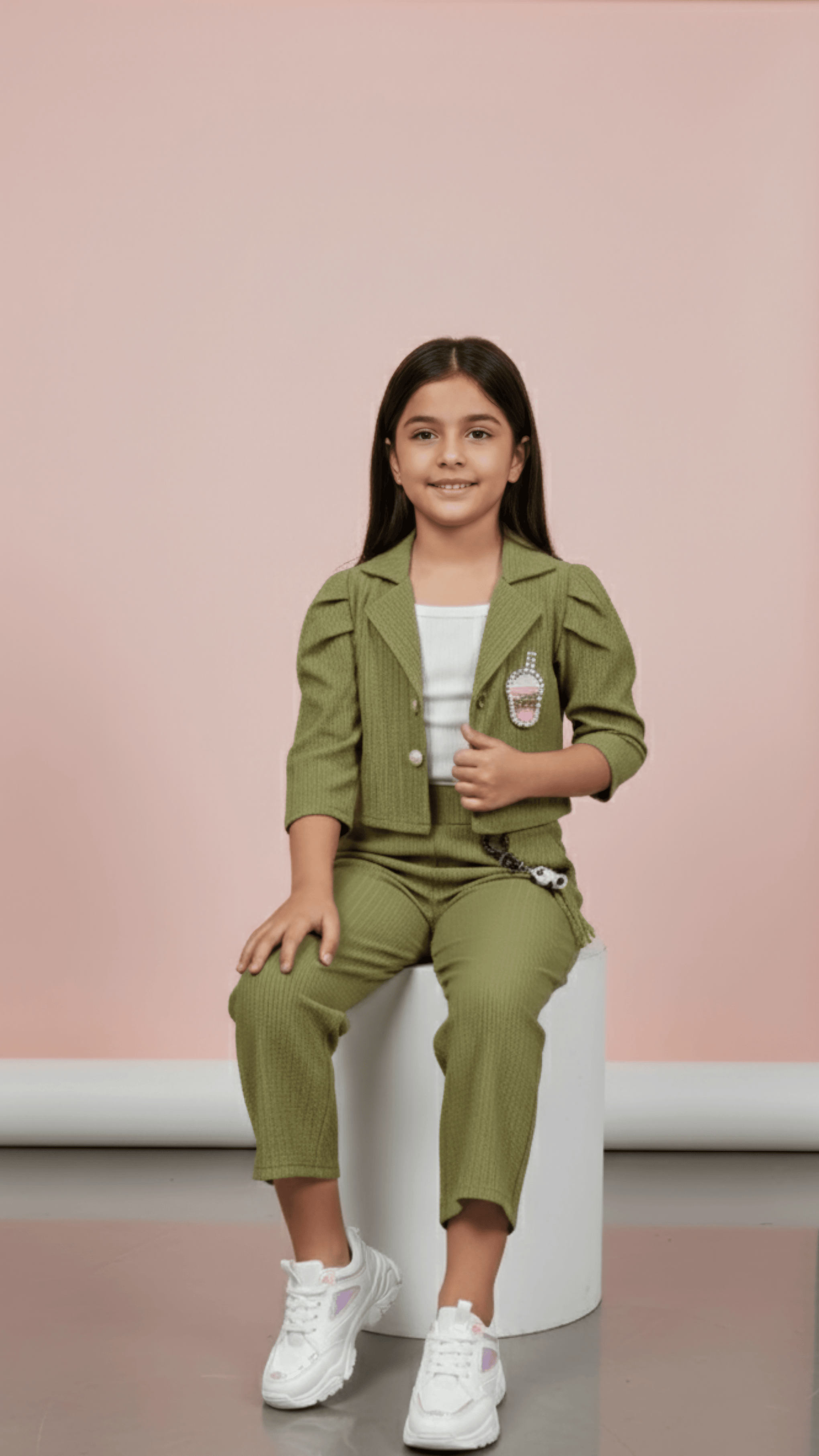 Cute Green Blazer & Straight Pant Set for Girls | Little Luxe Styles - Little Luxe Styles | Premium Kidswear India