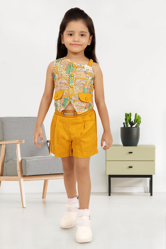 Kids Ethnic Short Set - Yellow Variant | Little Luxe Styles