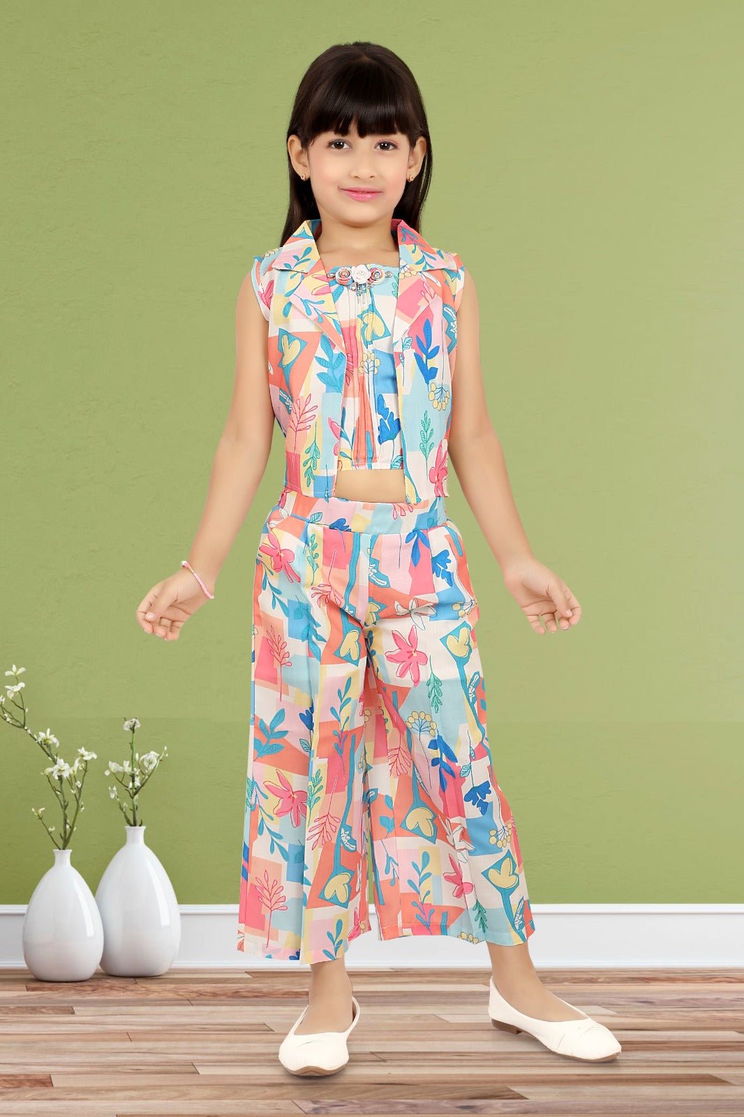 Kids Floral Crop Top and Palazzo Set | Little Luxe Styles - Little Luxe Styles | Premium Kidswear India