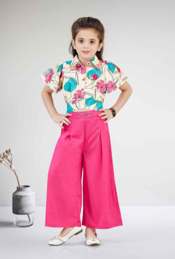Kids Floral Shirt with Pink Palazzo Set | Little Luxe Styles