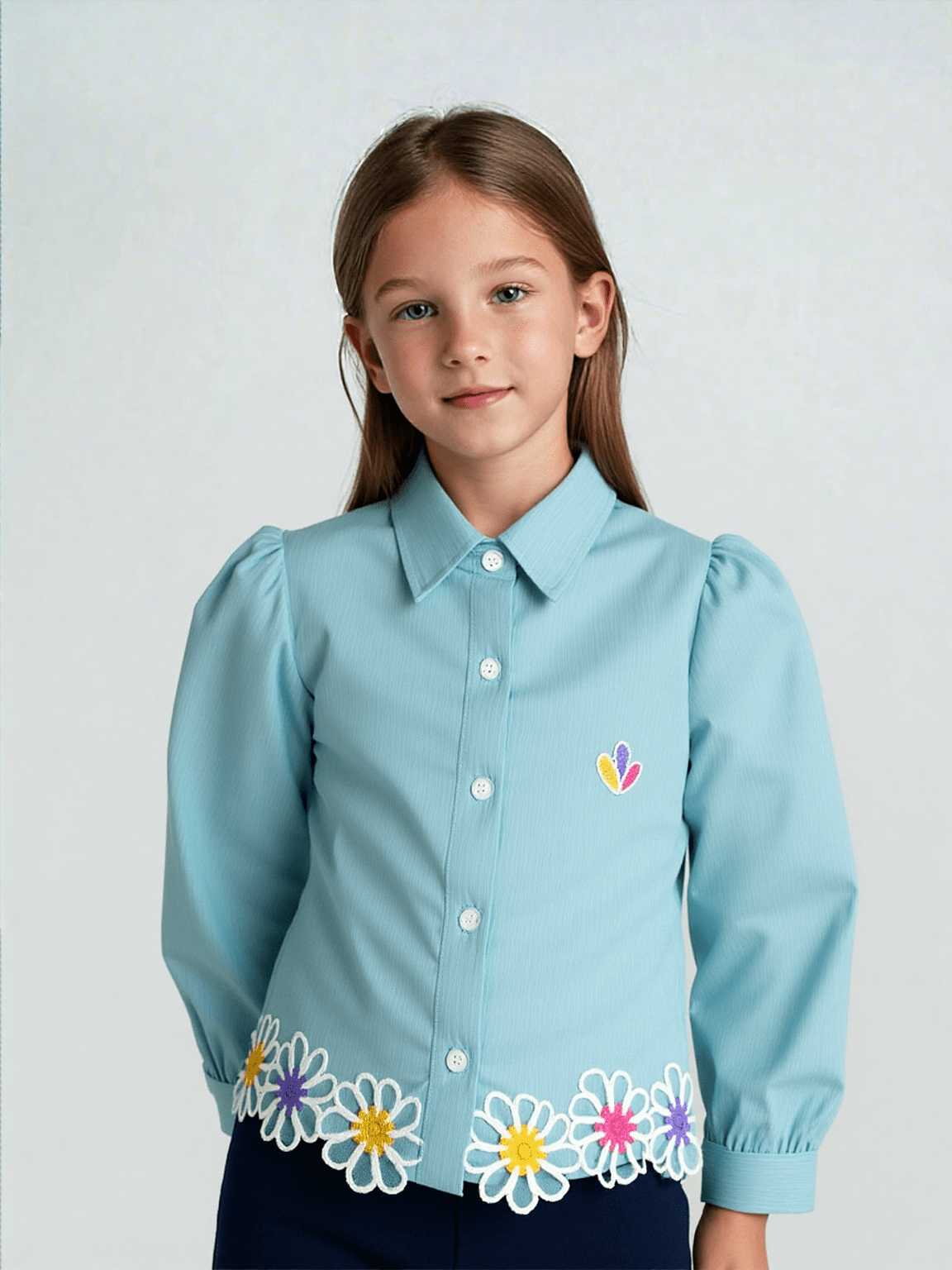 Kids Teal Daisy Shirt | Little Luxe Styles - Little Luxe Styles | Premium Kidswear India