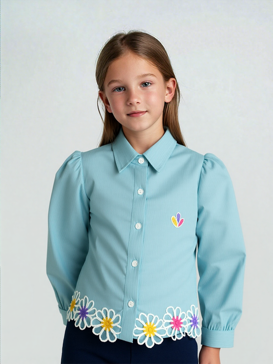 Kids Teal Daisy Shirt | Little Luxe Styles