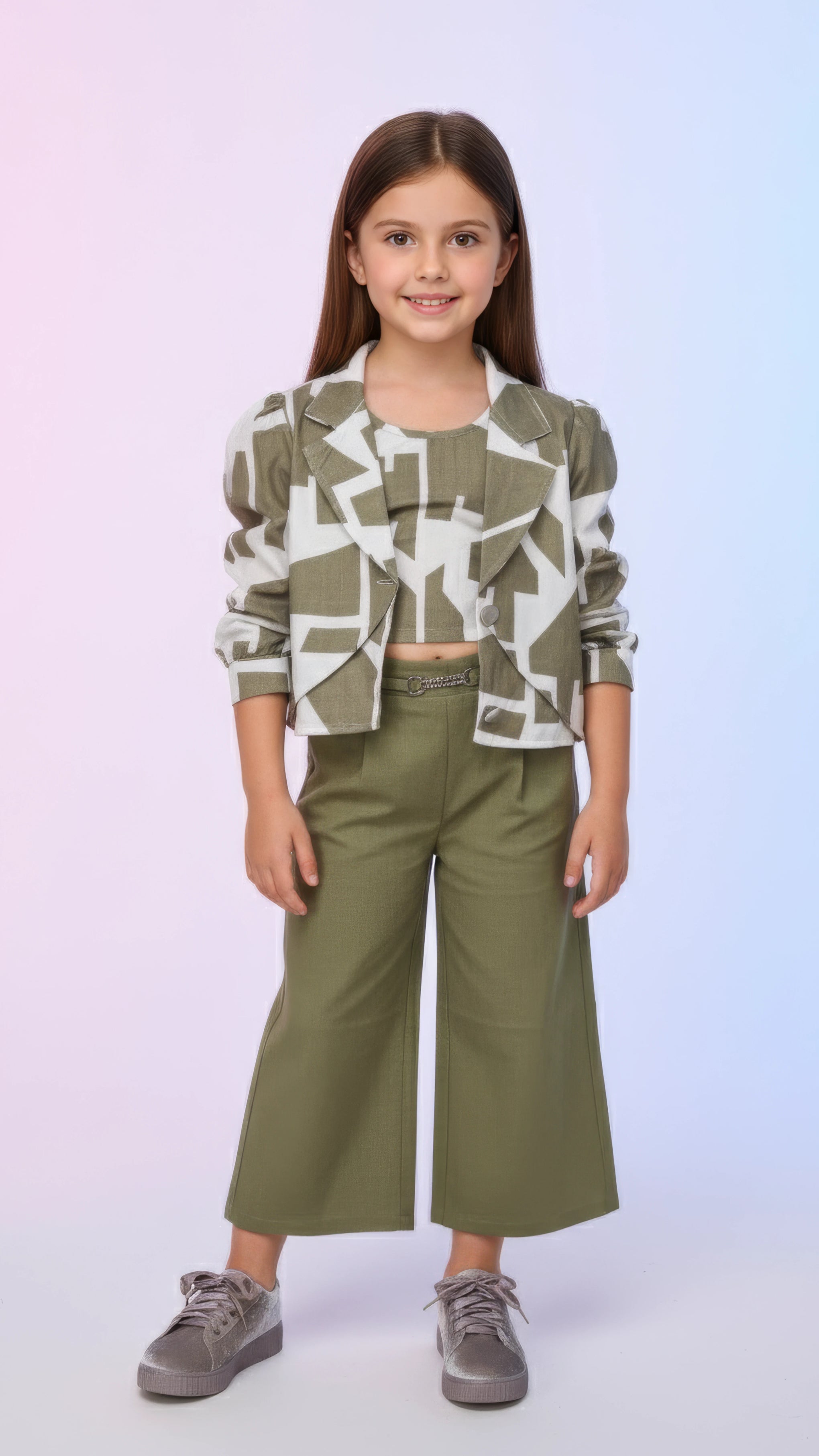 Kids Green Floral Jacket and Palazzo Set | Little Luxe Styles - Little Luxe Styles | Premium Kidswear India