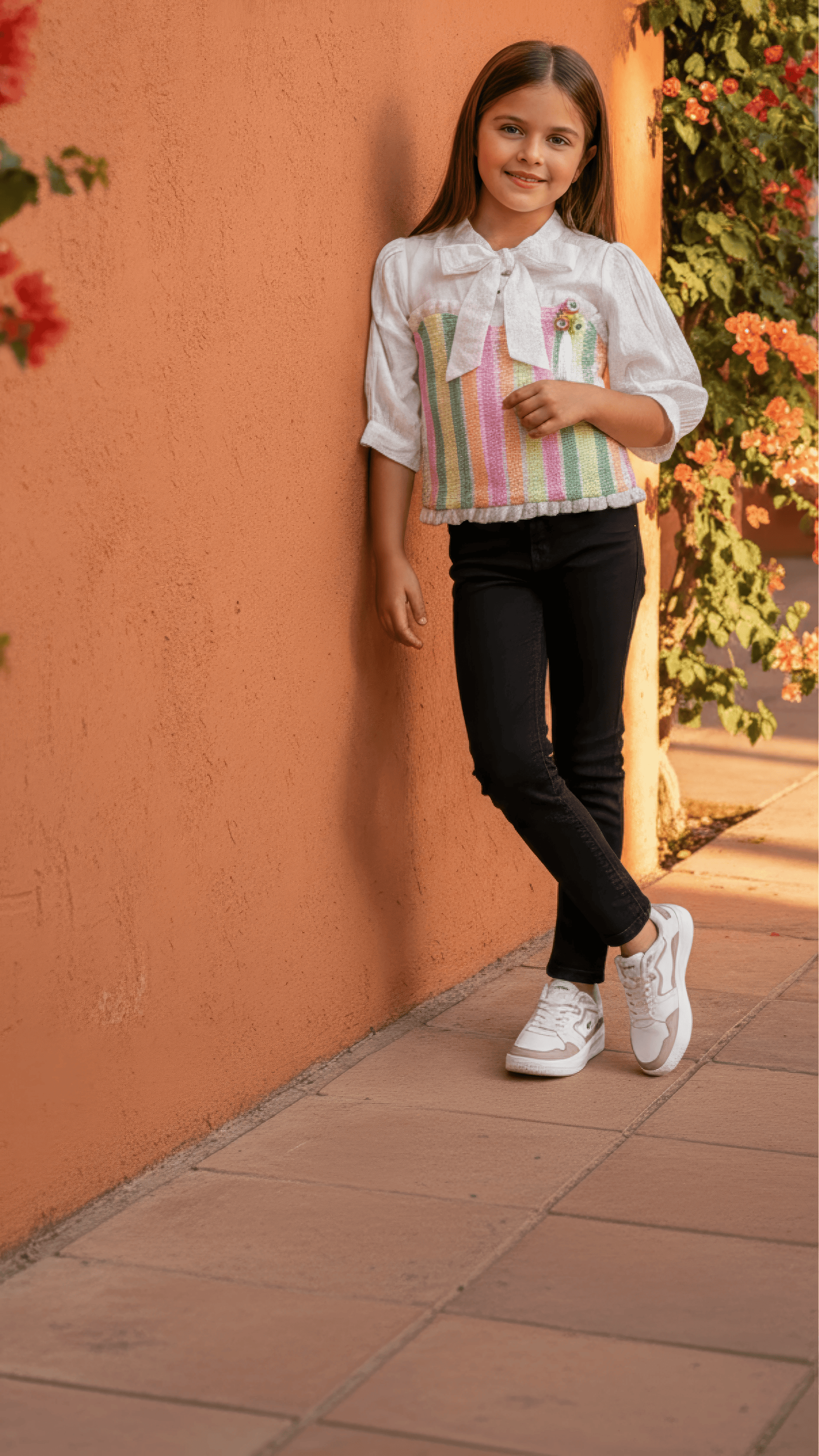 Kids Colorful Striped Cream Top | Little Luxe Styles - Little Luxe Styles | Premium Kidswear India